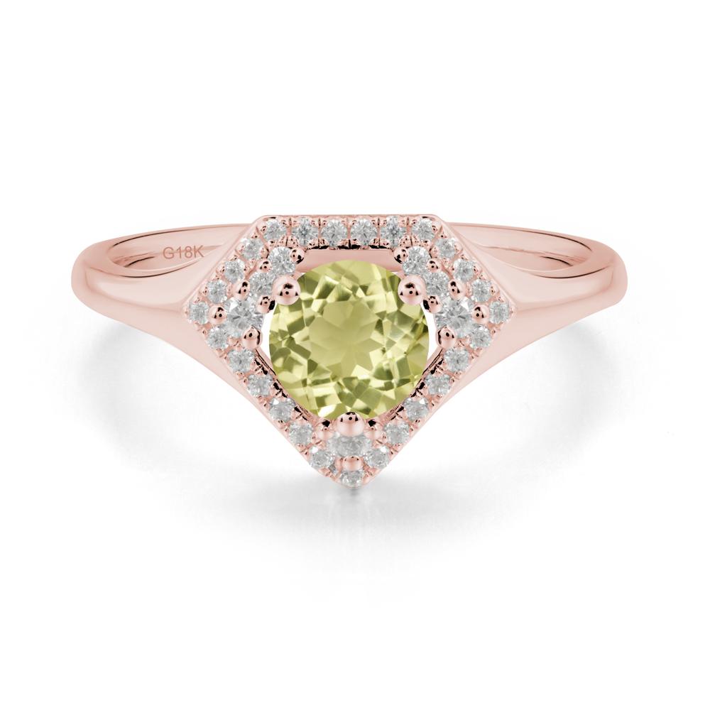 Double Halo Lemon Quartz Ring - LUO Jewelry #metal_18k rose gold