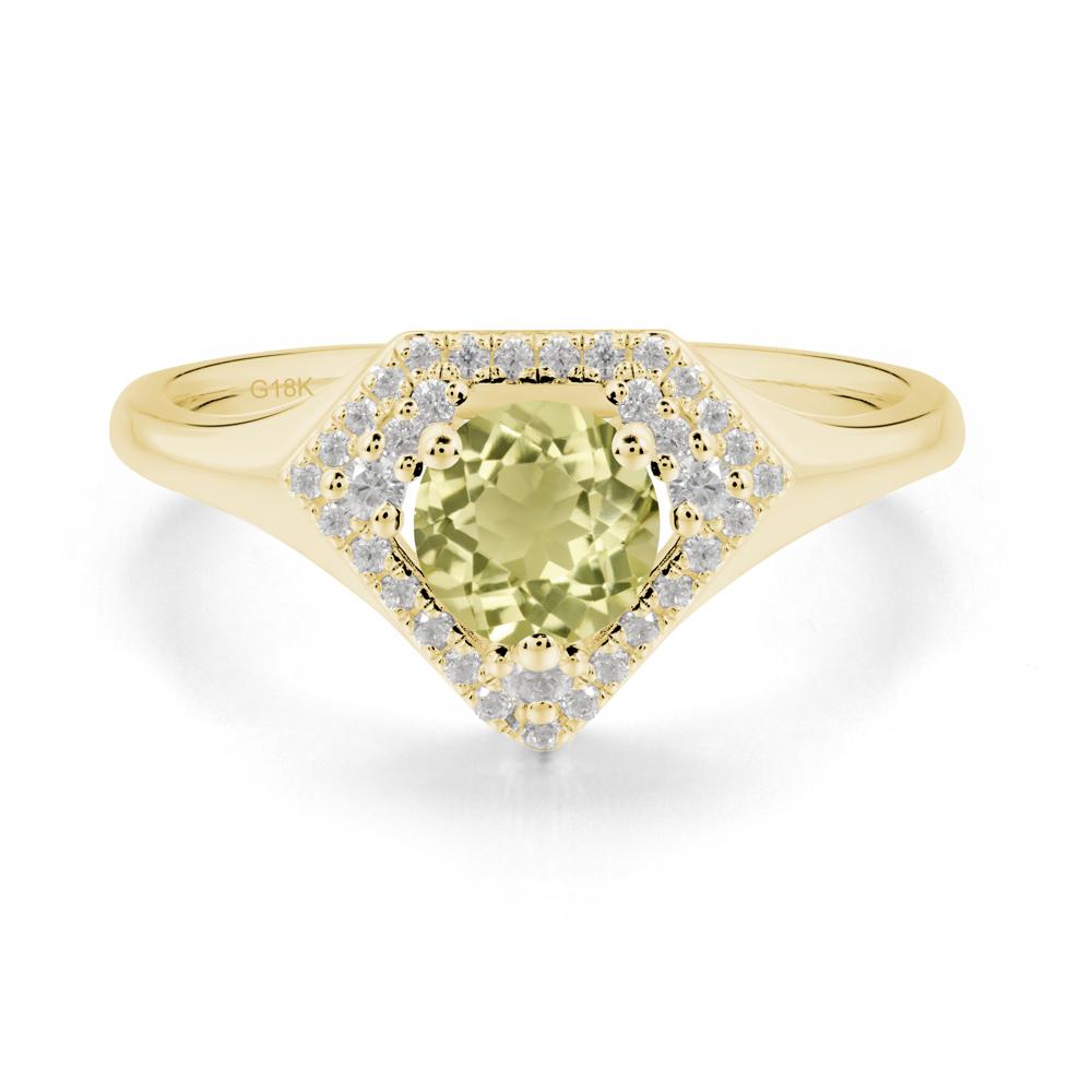 Double Halo Lemon Quartz Ring - LUO Jewelry #metal_18k yellow gold