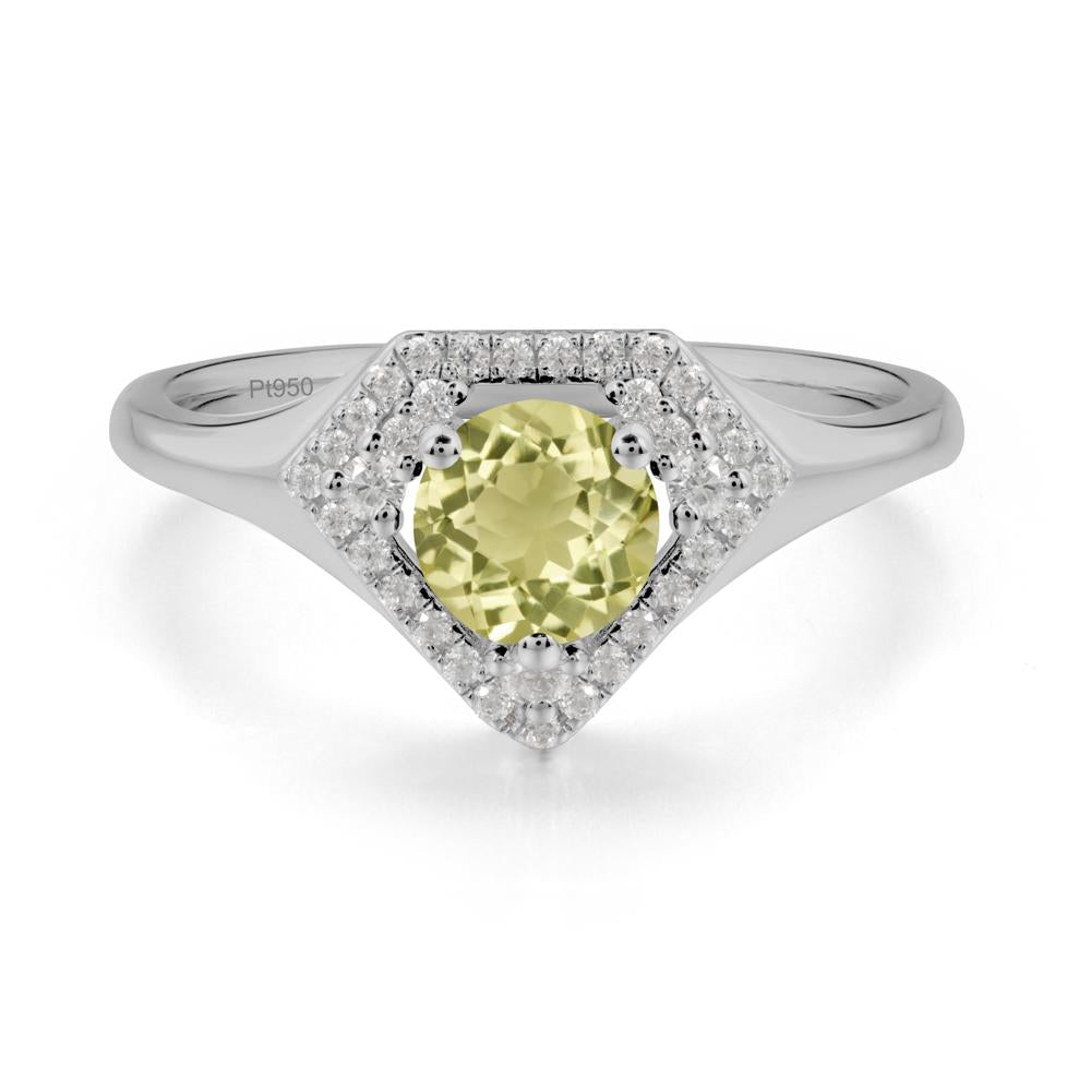 Double Halo Lemon Quartz Ring - LUO Jewelry #metal_platinum