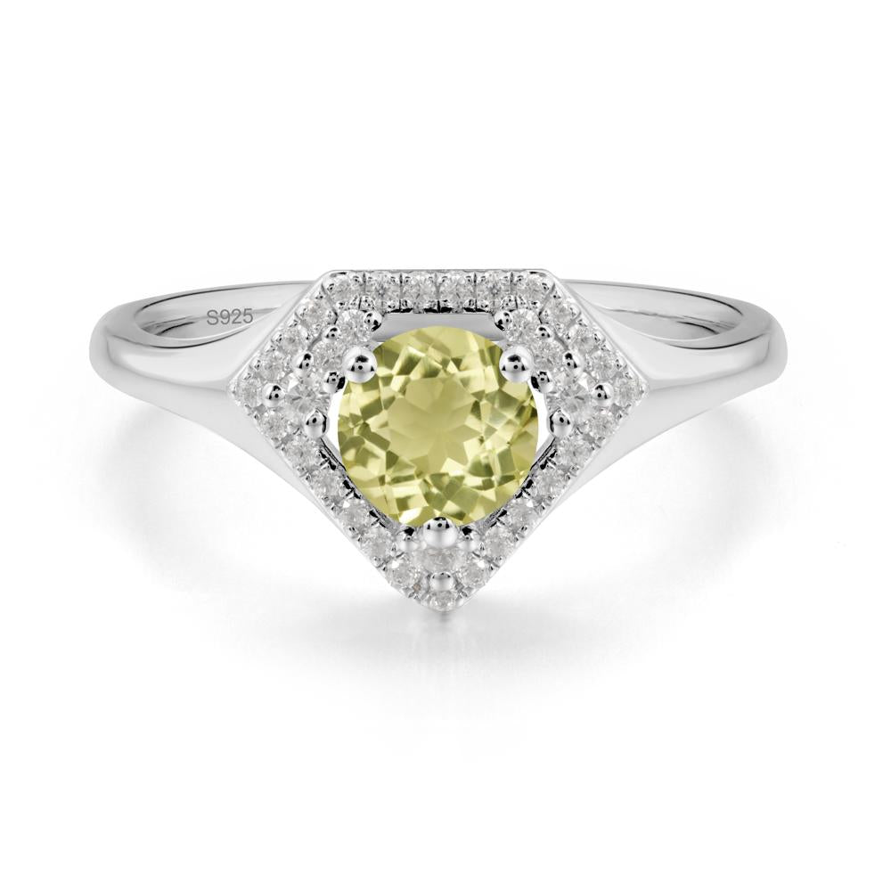 Double Halo Lemon Quartz Ring - LUO Jewelry #metal_sterling silver