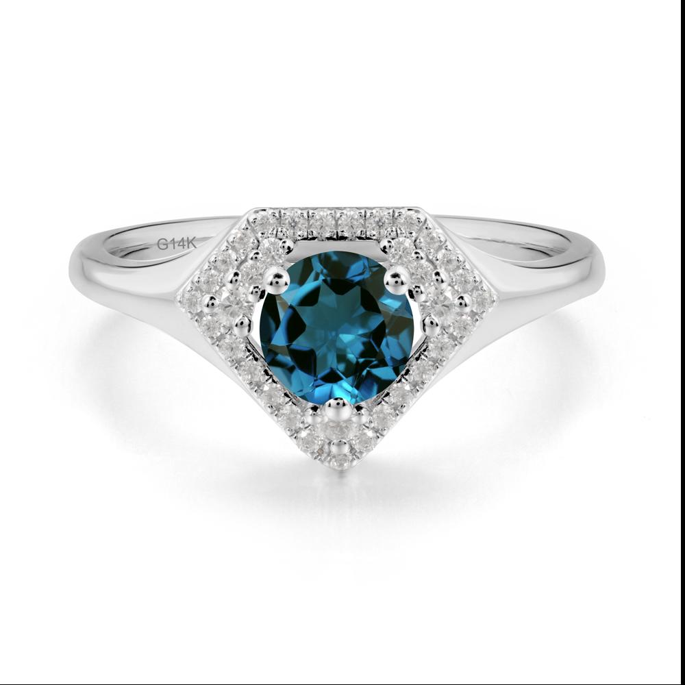 Double Halo London Blue Topaz Ring - LUO Jewelry #metal_14k white gold
