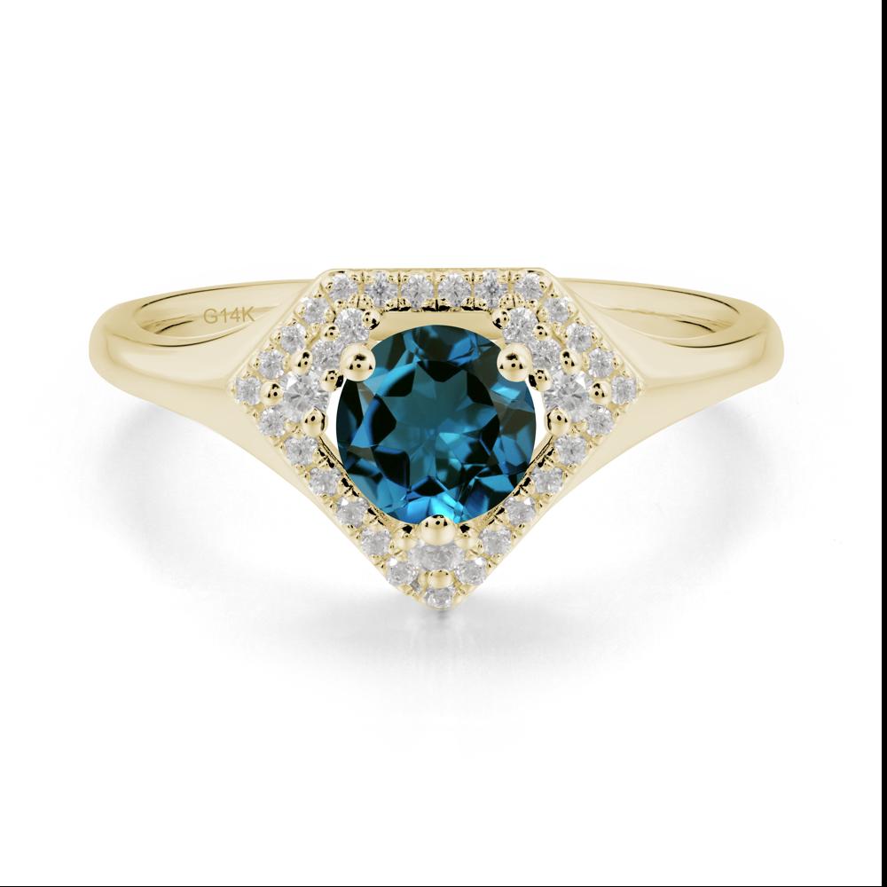 Double Halo London Blue Topaz Ring - LUO Jewelry #metal_14k yellow gold