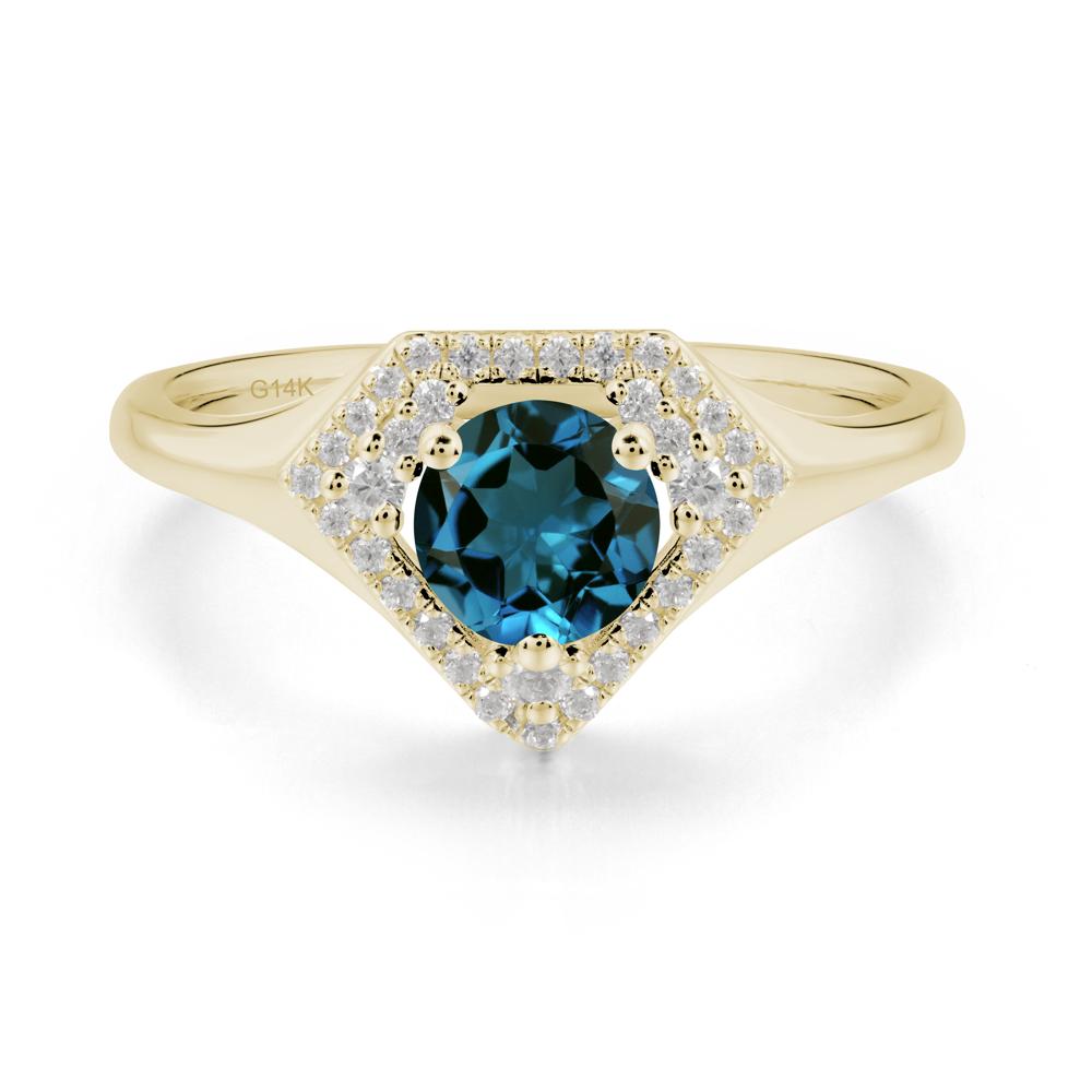 Double Halo London Blue Topaz Ring - LUO Jewelry #metal_14k yellow gold