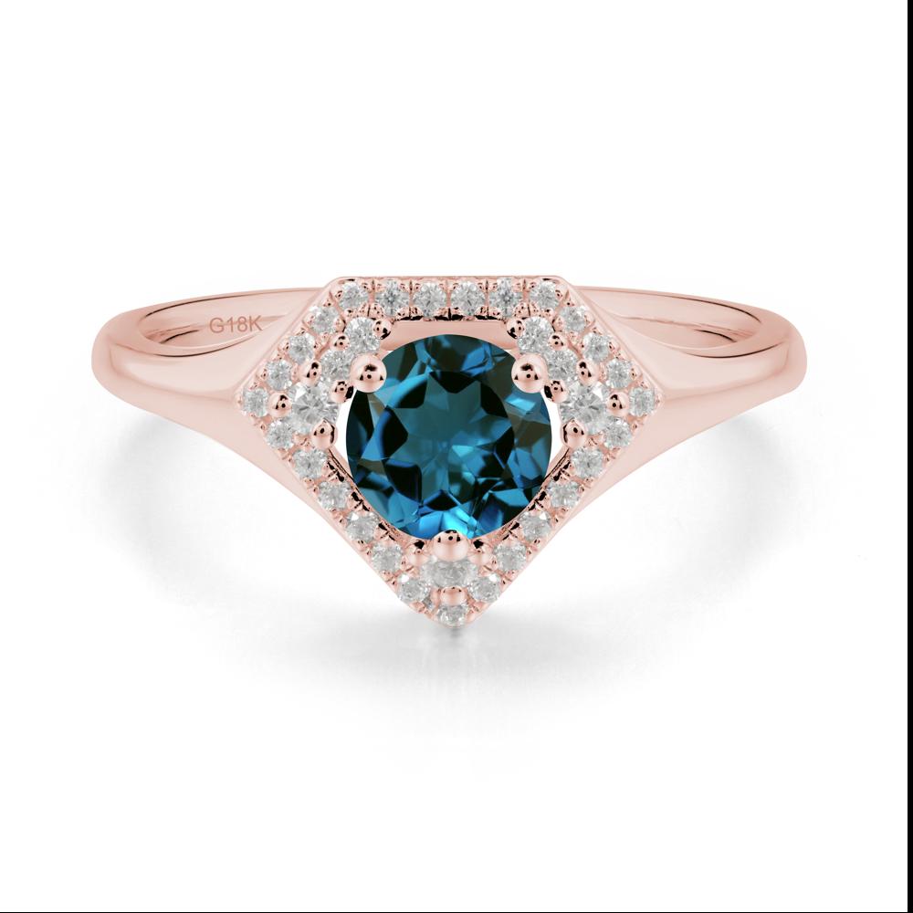 Double Halo London Blue Topaz Ring - LUO Jewelry #metal_18k rose gold