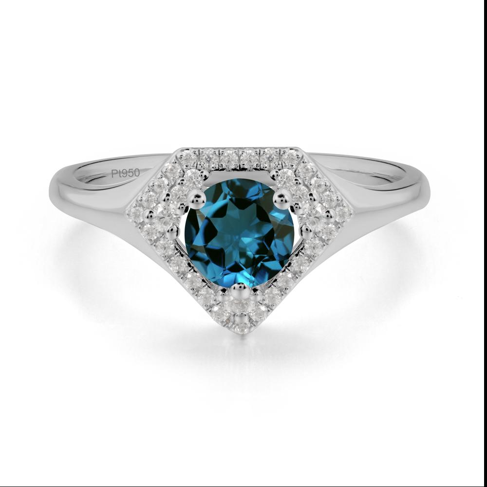 Double Halo London Blue Topaz Ring - LUO Jewelry #metal_platinum
