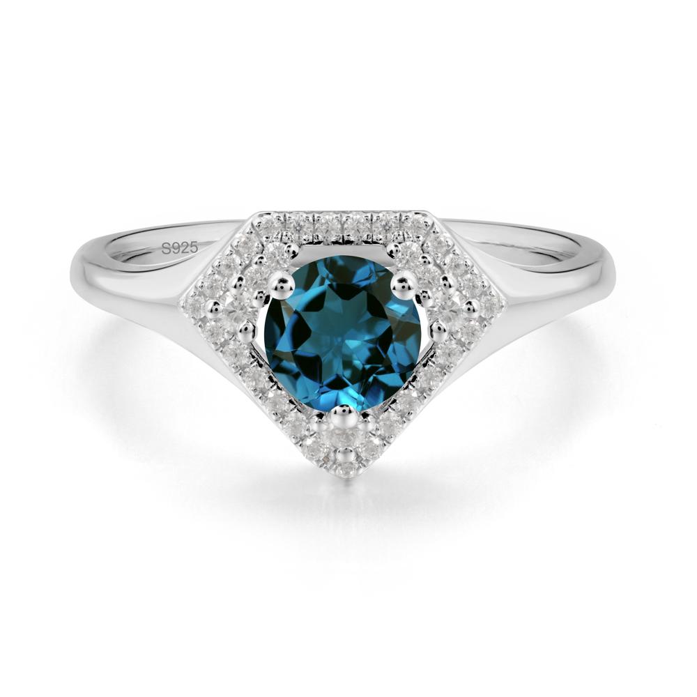 Double Halo London Blue Topaz Ring - LUO Jewelry #metal_sterling silver