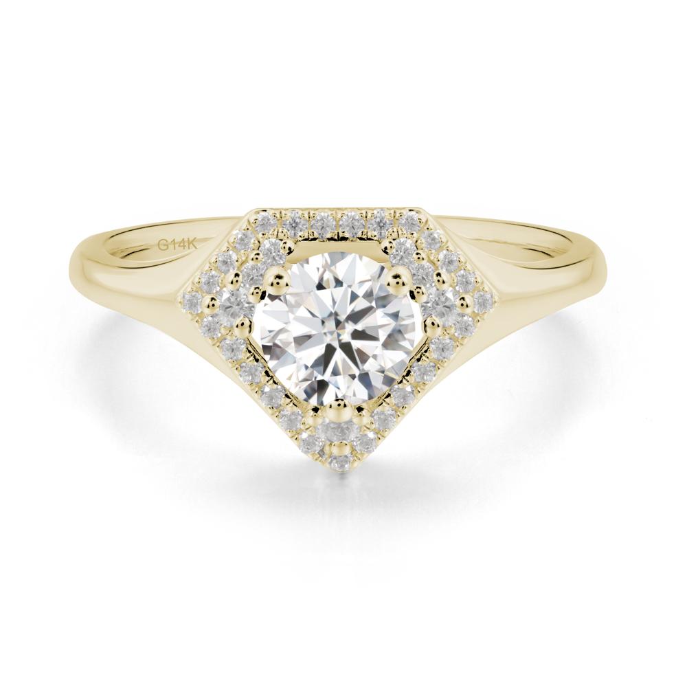Round Moissanite Double Halo Ring - LUO Jewelry #metal_14k yellow gold