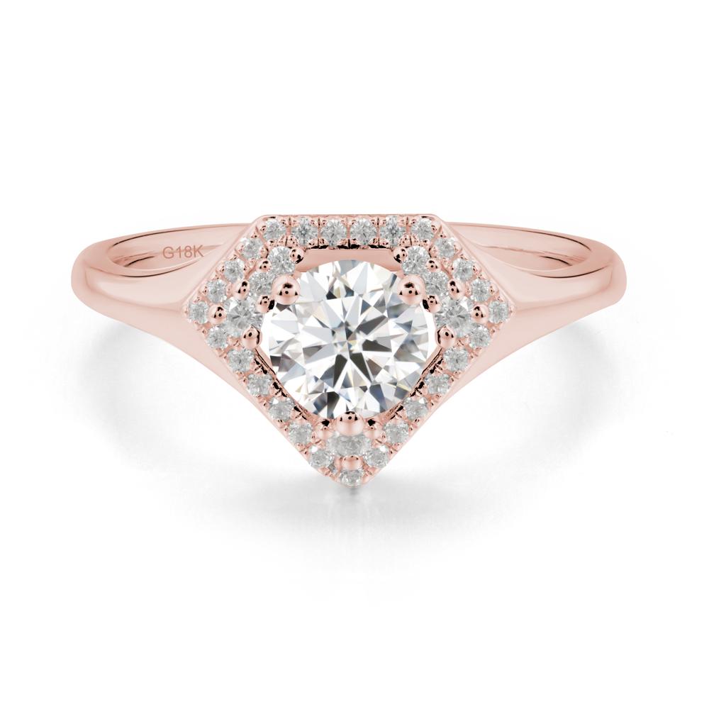 Round Moissanite Double Halo Ring - LUO Jewelry #metal_18k rose gold