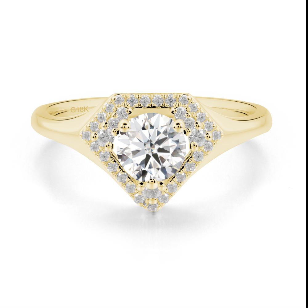 Round Moissanite Double Halo Ring - LUO Jewelry #metal_18k yellow gold