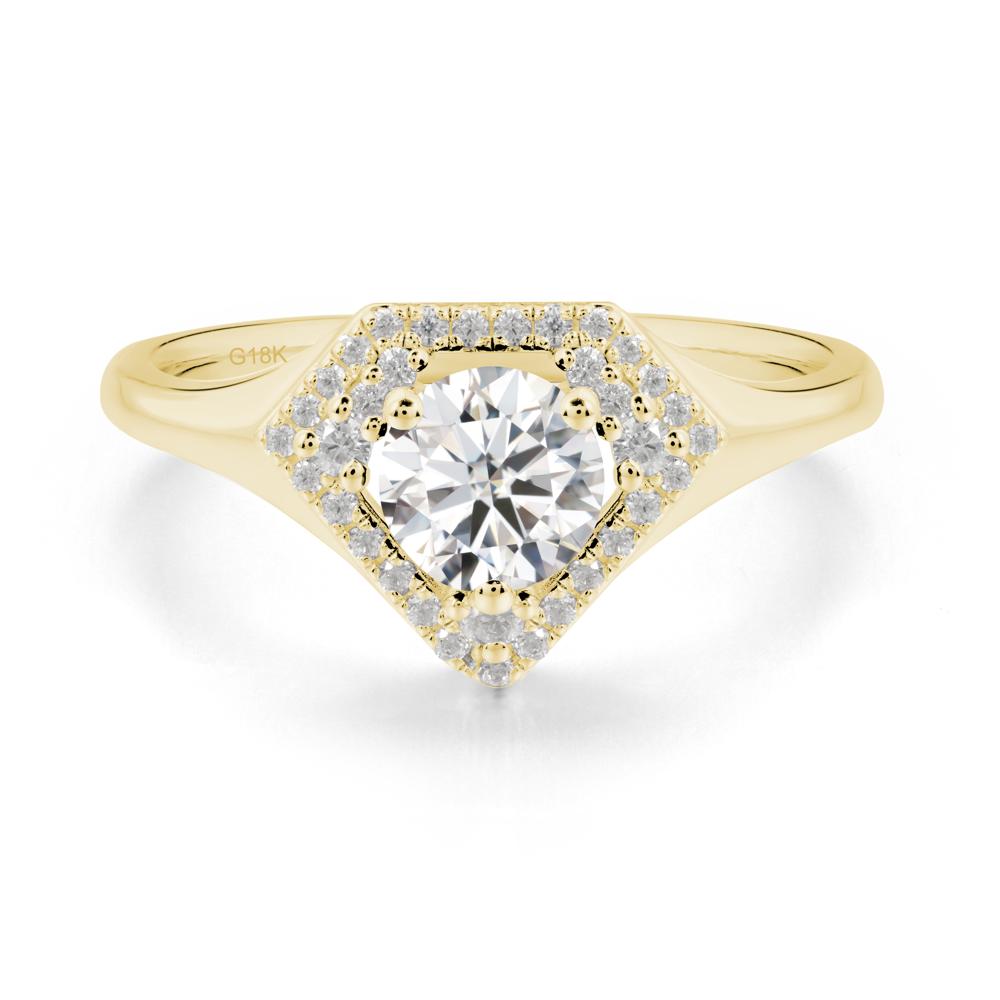 Round Moissanite Double Halo Ring - LUO Jewelry #metal_18k yellow gold