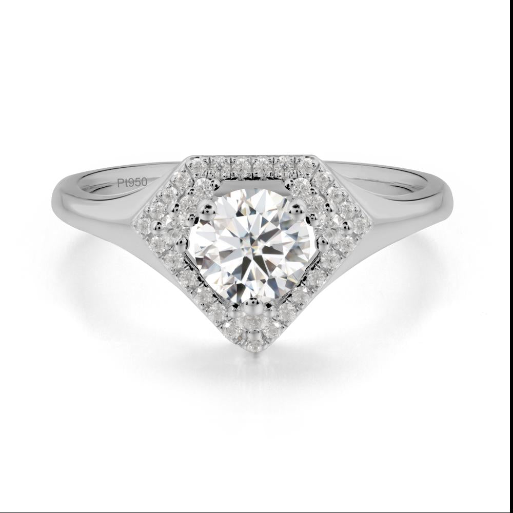 Round Moissanite Double Halo Ring - LUO Jewelry #metal_platinum