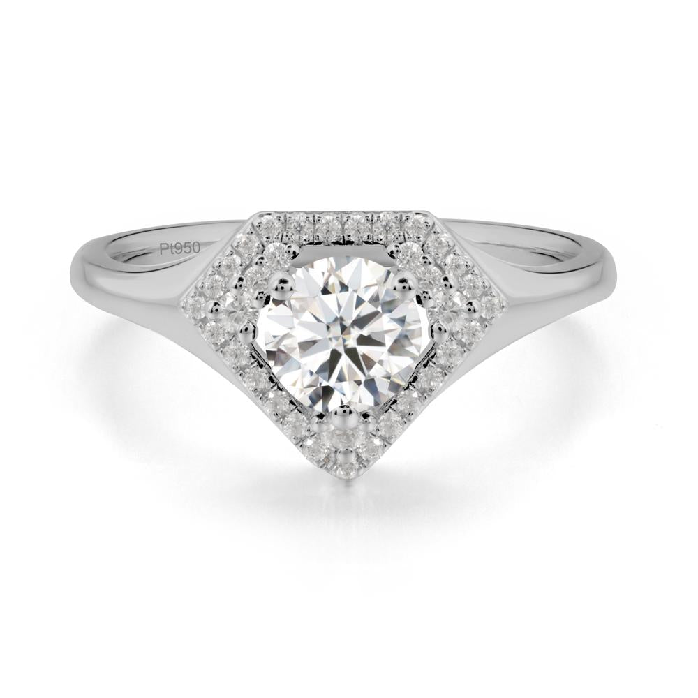 Round Moissanite Double Halo Ring - LUO Jewelry #metal_platinum
