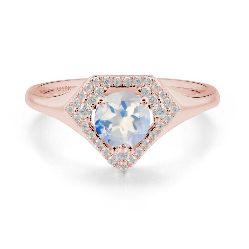 Round Moonstone Double Halo Ring - LUO Jewelry #metal_18k rose gold