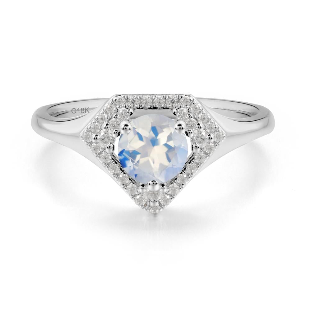 Round Moonstone Double Halo Ring - LUO Jewelry #metal_18k white gold