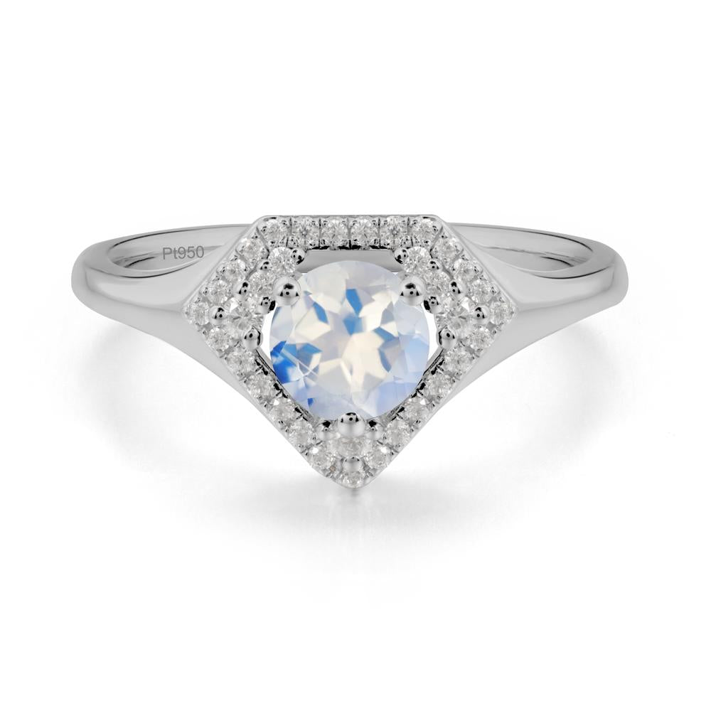 Round Moonstone Double Halo Ring - LUO Jewelry #metal_platinum