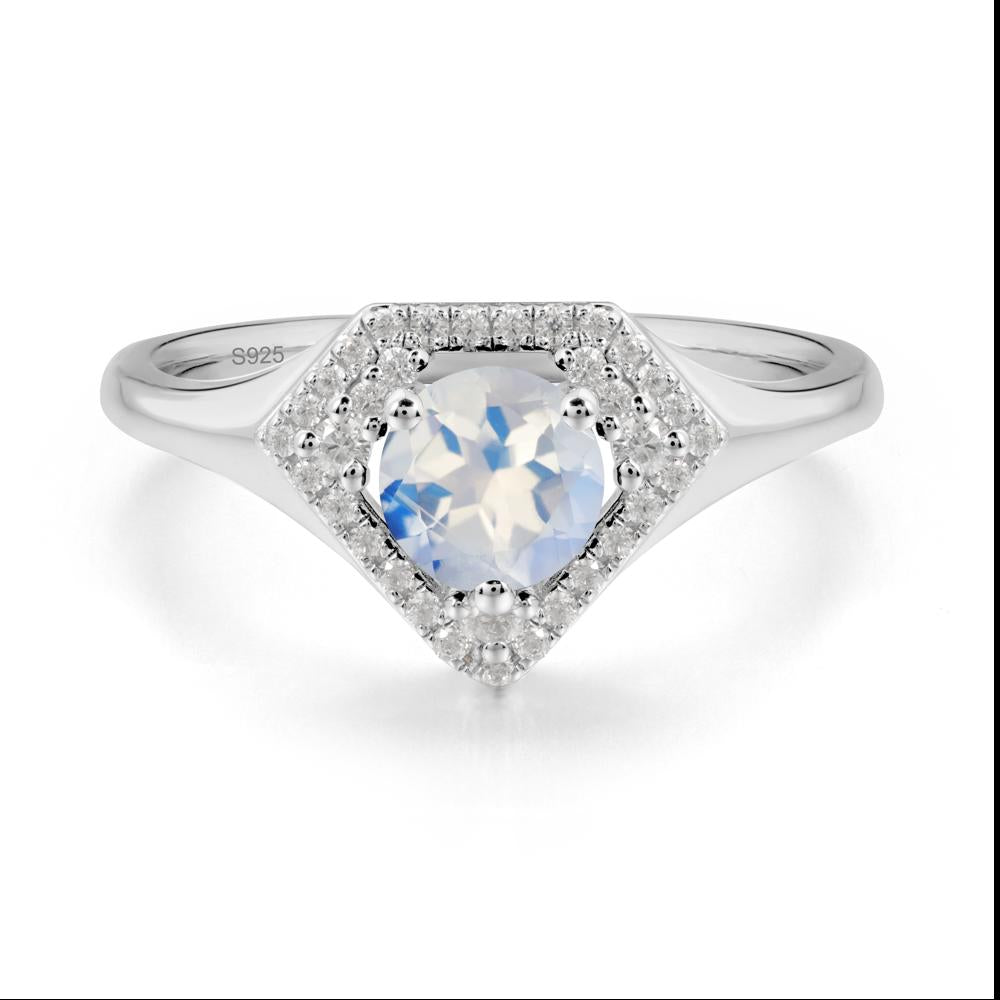Round Moonstone Double Halo Ring - LUO Jewelry #metal_sterling silver