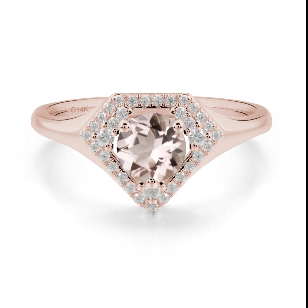 Double Halo Morganite Ring - LUO Jewelry #metal_14k rose gold
