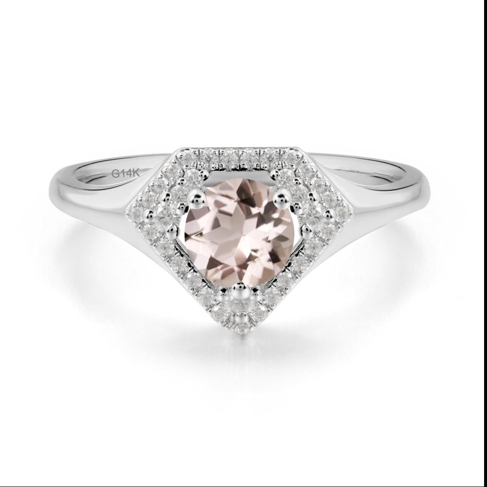 Double Halo Morganite Ring - LUO Jewelry #metal_14k white gold
