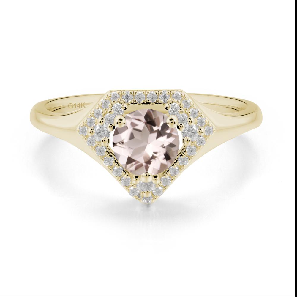 Double Halo Morganite Ring - LUO Jewelry #metal_14k yellow gold