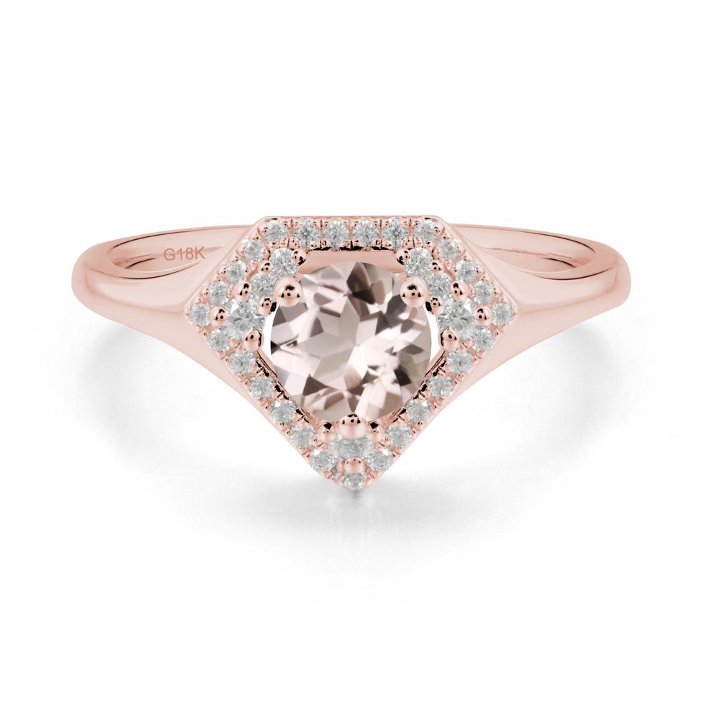 Double Halo Morganite Ring - LUO Jewelry #metal_18k rose gold
