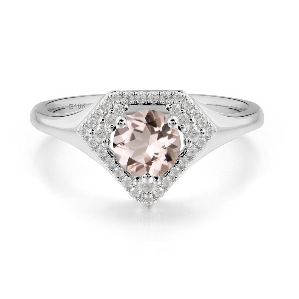 Double Halo Morganite Ring - LUO Jewelry #metal_18k white gold