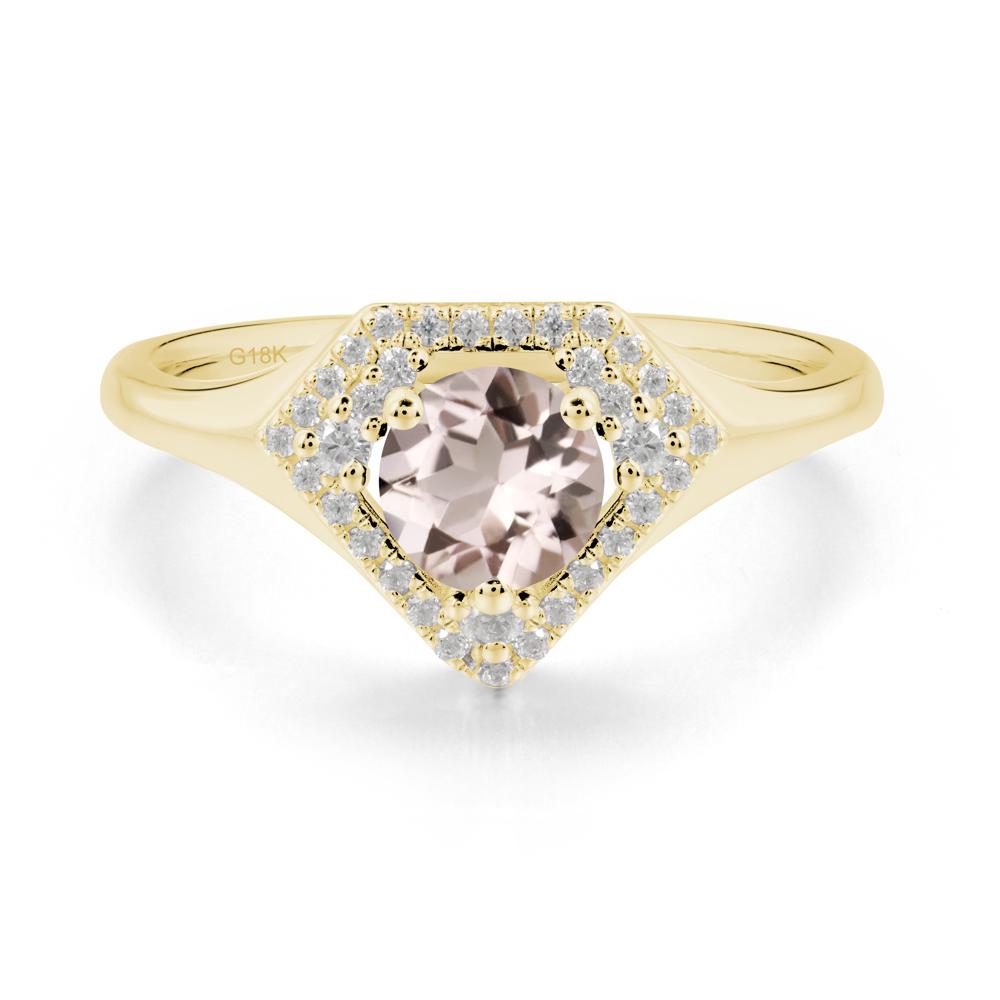 Double Halo Morganite Ring - LUO Jewelry #metal_18k yellow gold