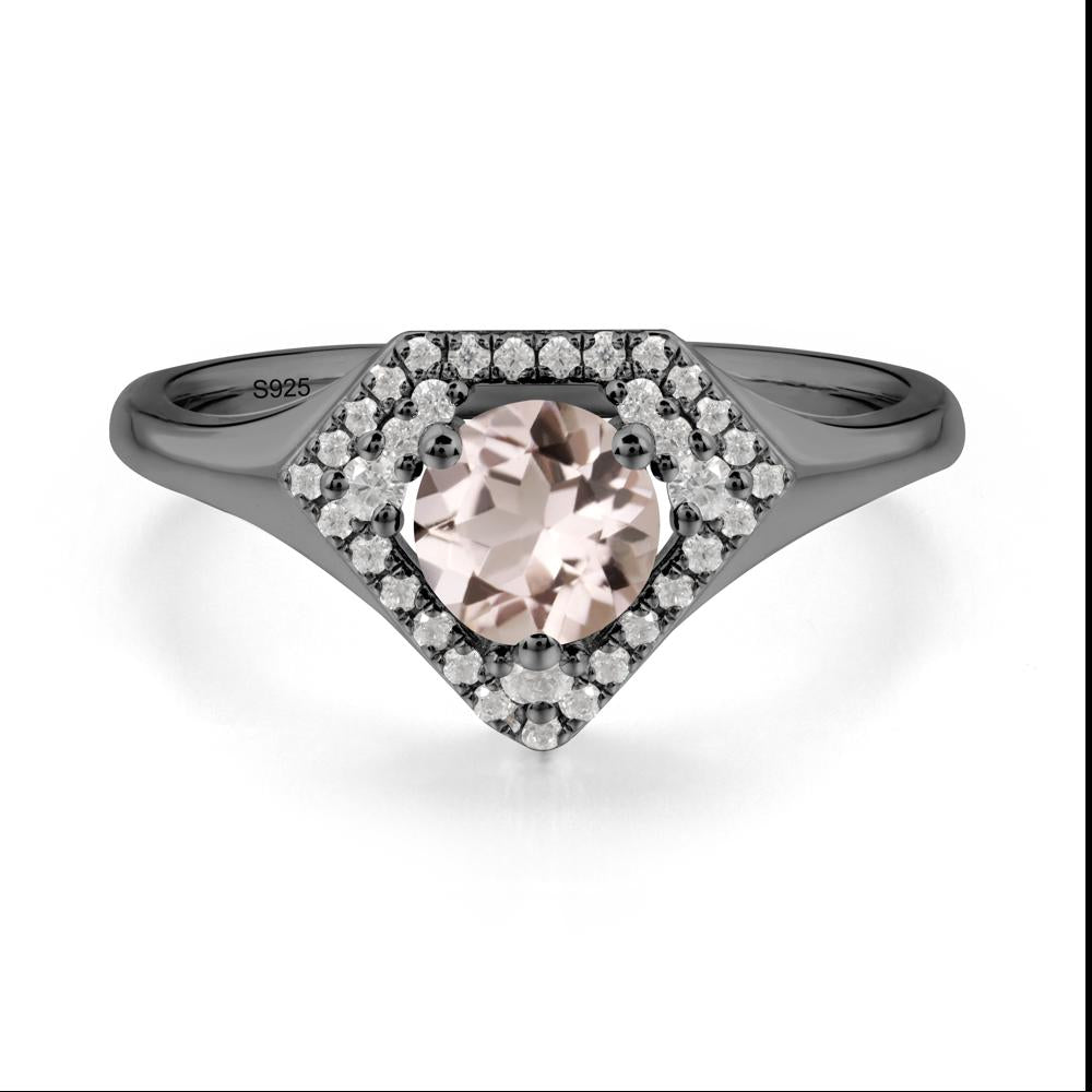 Double Halo Morganite Ring - LUO Jewelry #metal_black finish sterling silver