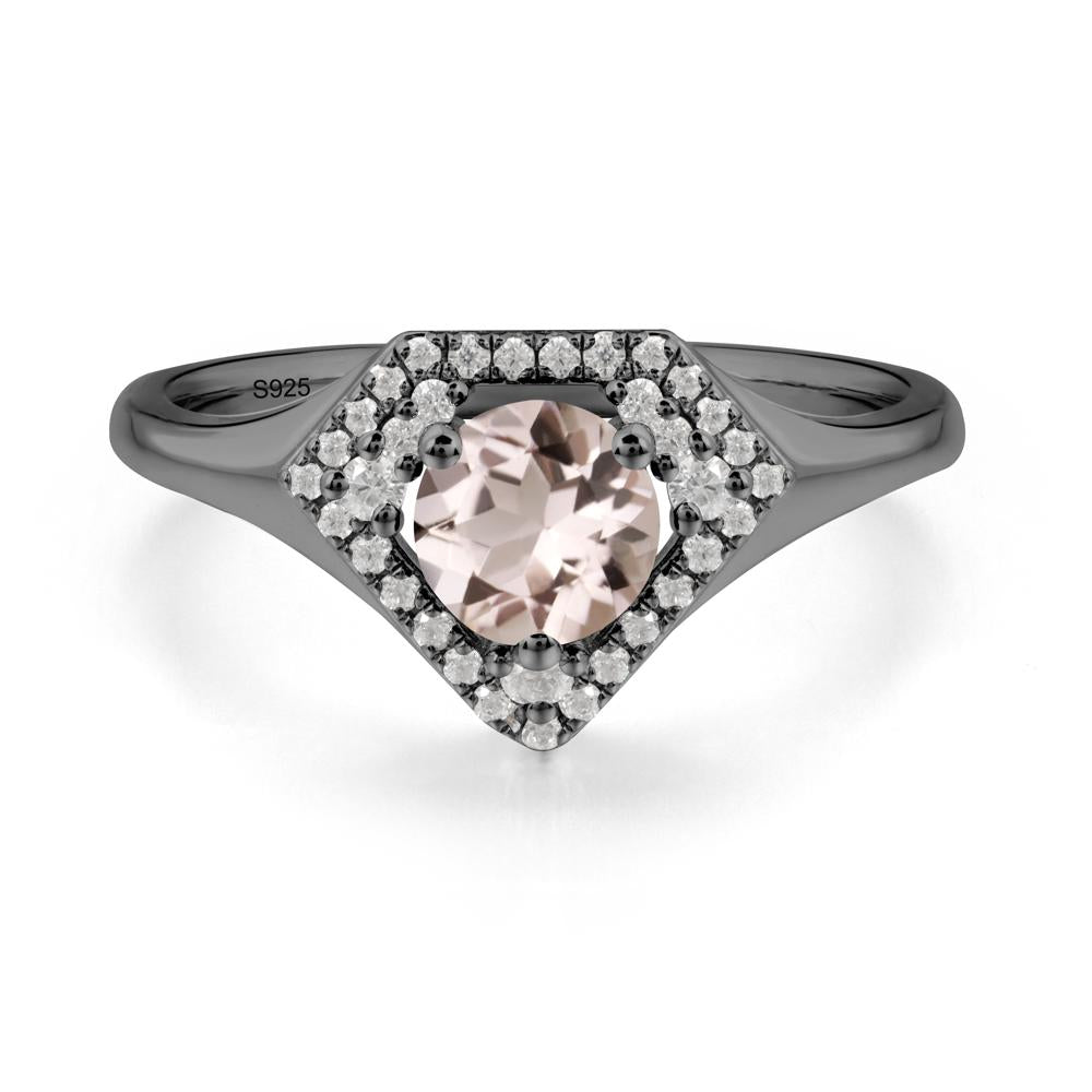 Double Halo Morganite Ring - LUO Jewelry #metal_black finish sterling silver