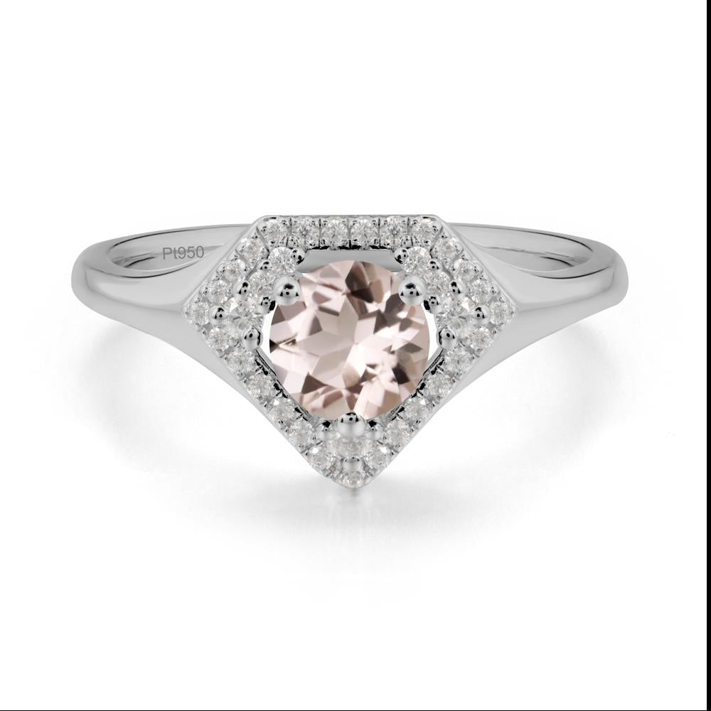 Double Halo Morganite Ring - LUO Jewelry #metal_platinum