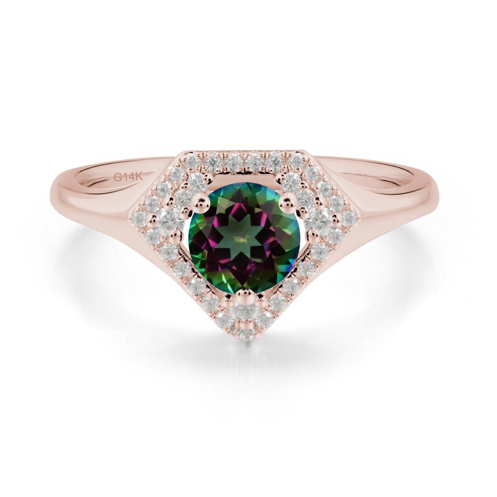 Round Mystic Topaz Double Halo Ring - LUO Jewelry #metal_14k rose gold