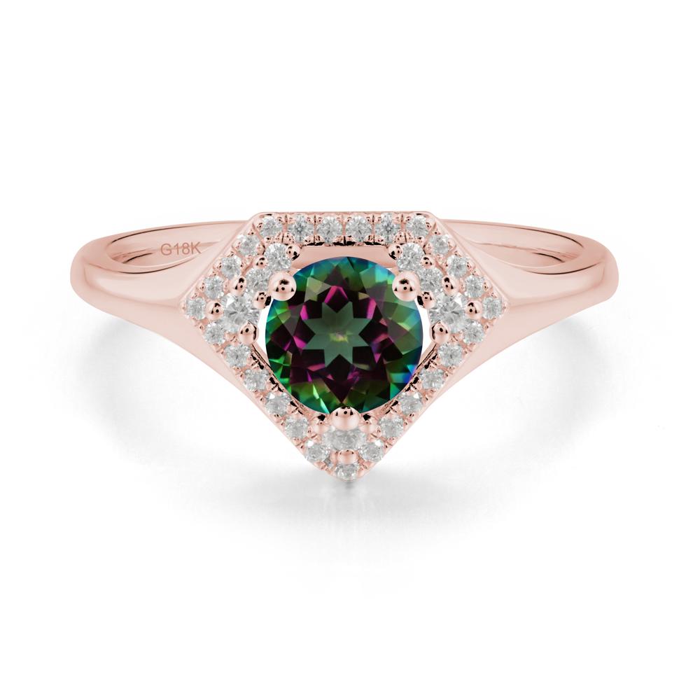 Round Mystic Topaz Double Halo Ring - LUO Jewelry #metal_18k rose gold
