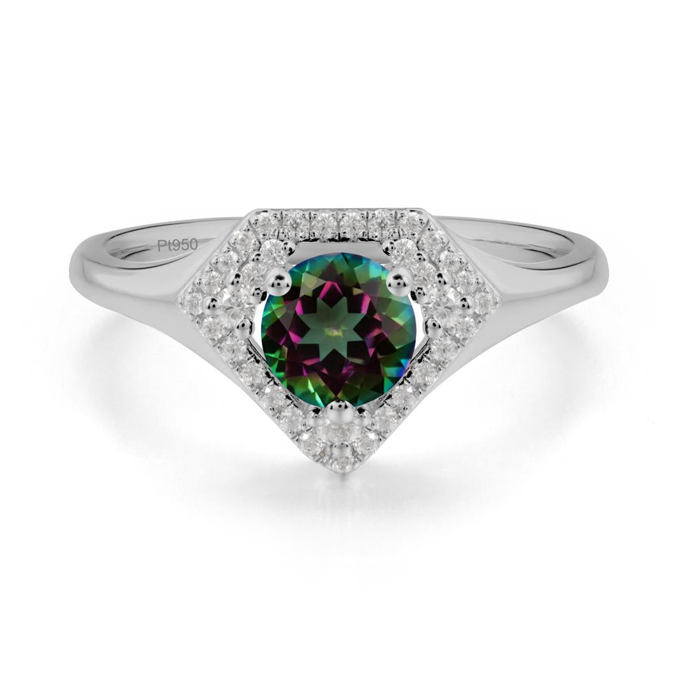 Round Mystic Topaz Double Halo Ring - LUO Jewelry #metal_platinum