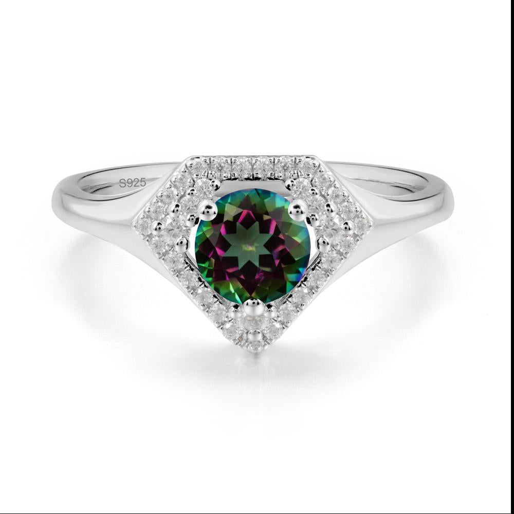 Round Mystic Topaz Double Halo Ring - LUO Jewelry #metal_sterling silver