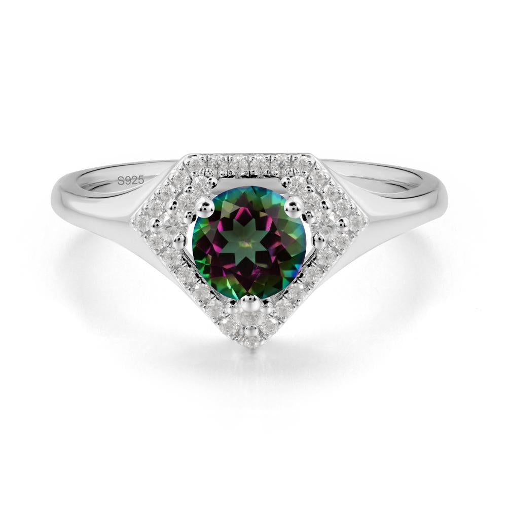 Round Mystic Topaz Double Halo Ring - LUO Jewelry #metal_sterling silver