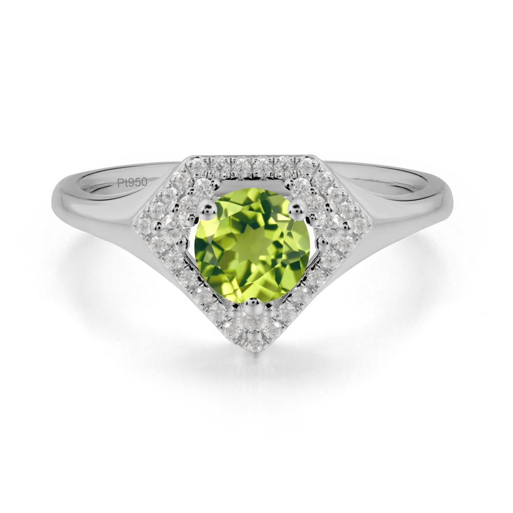 Round Peridot Double Halo Ring - LUO Jewelry #metal_platinum