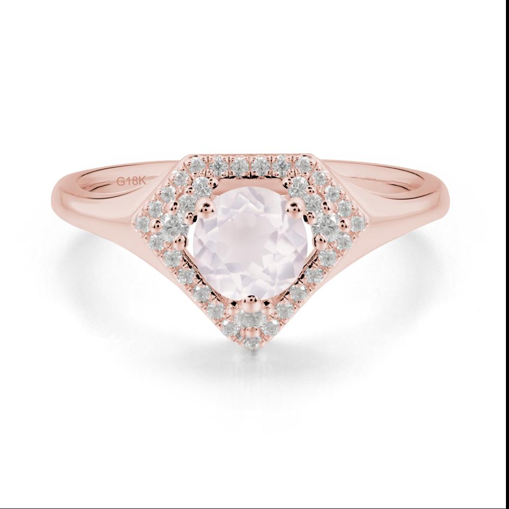 Double Halo Rose Quartz Ring - LUO Jewelry #metal_18k rose gold