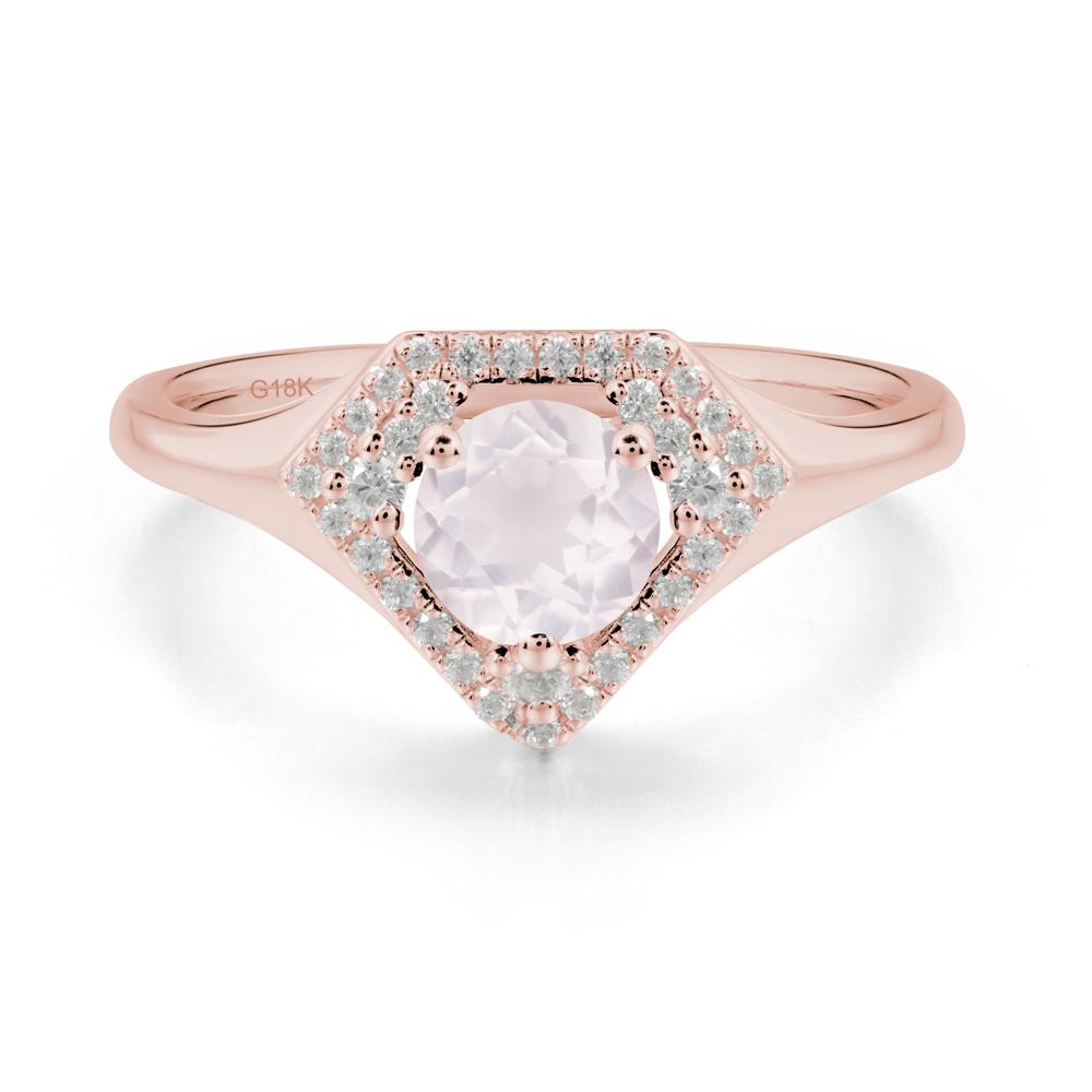 Double Halo Rose Quartz Ring - LUO Jewelry #metal_18k rose gold