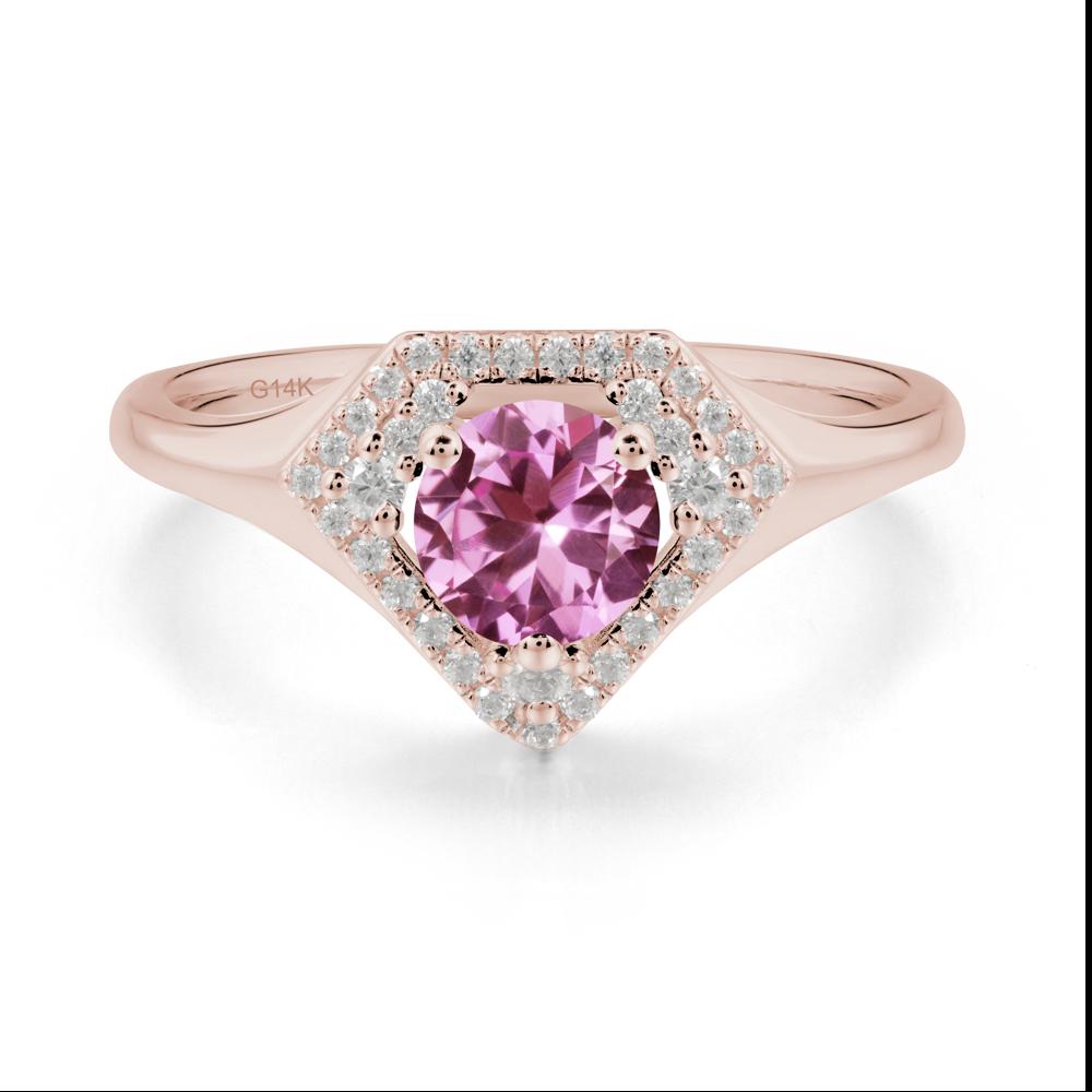 Double Halo Pink Sapphire Ring - LUO Jewelry #metal_14k rose gold