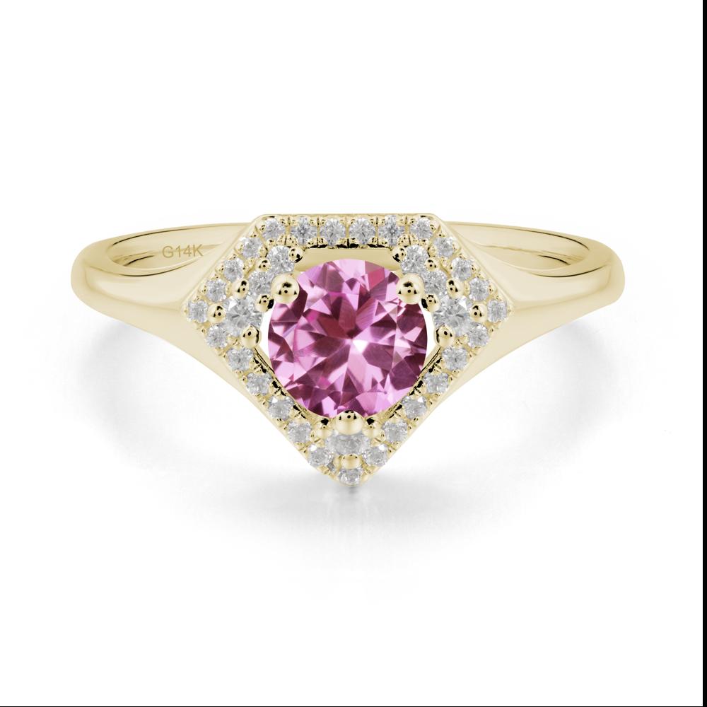 Double Halo Pink Sapphire Ring - LUO Jewelry #metal_14k yellow gold