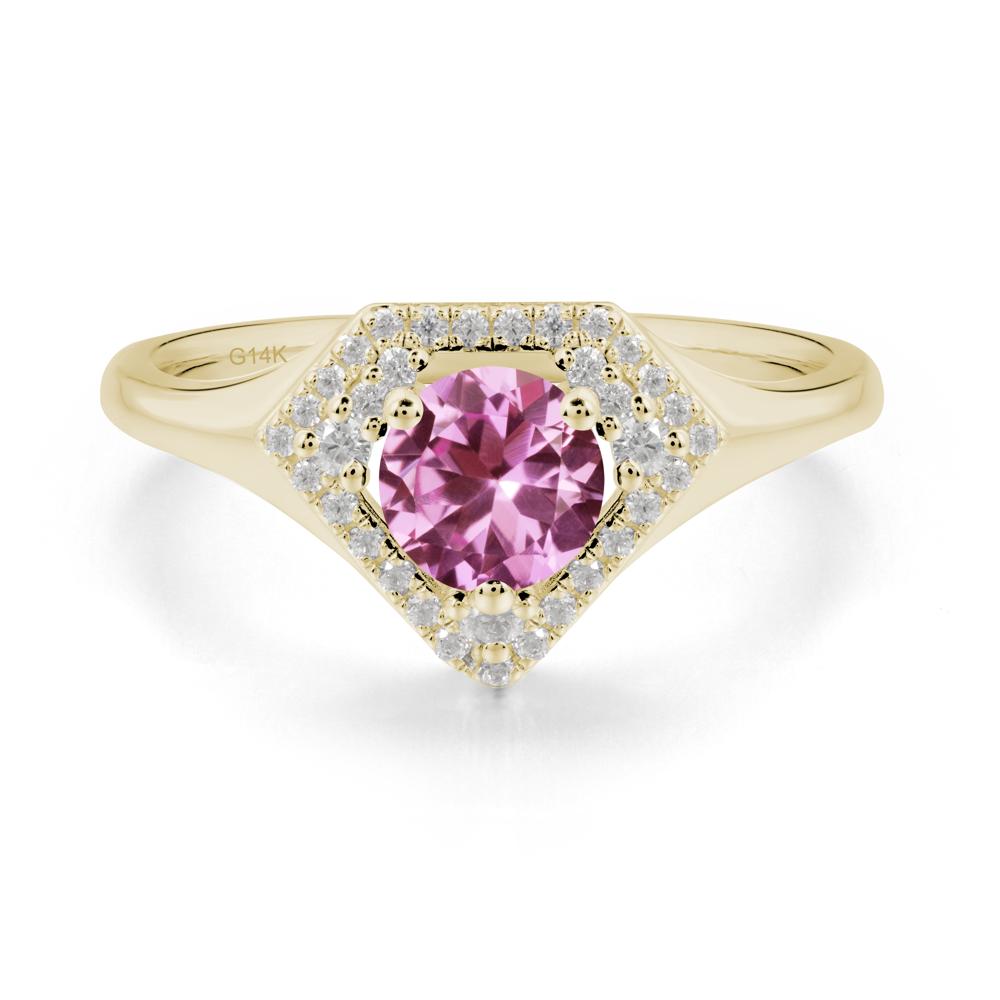 Double Halo Pink Sapphire Ring - LUO Jewelry #metal_14k yellow gold
