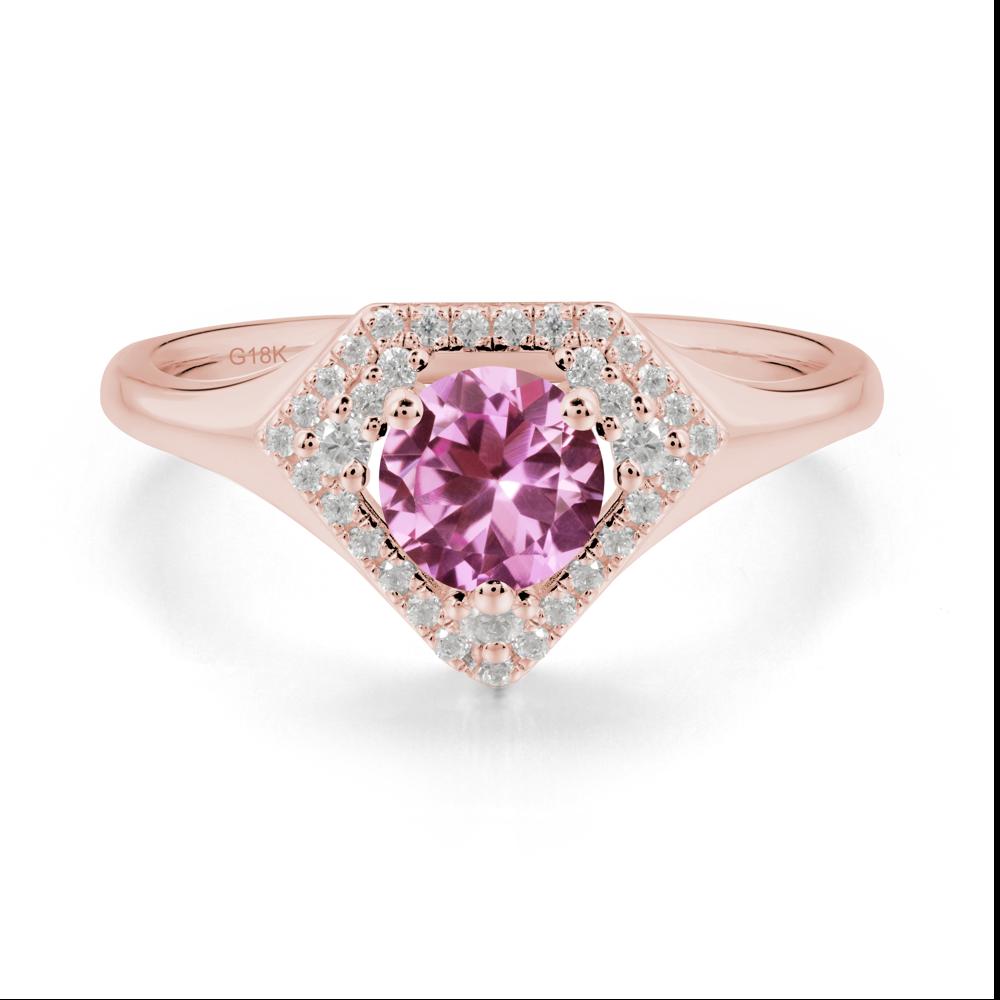 Double Halo Pink Sapphire Ring - LUO Jewelry #metal_18k rose gold