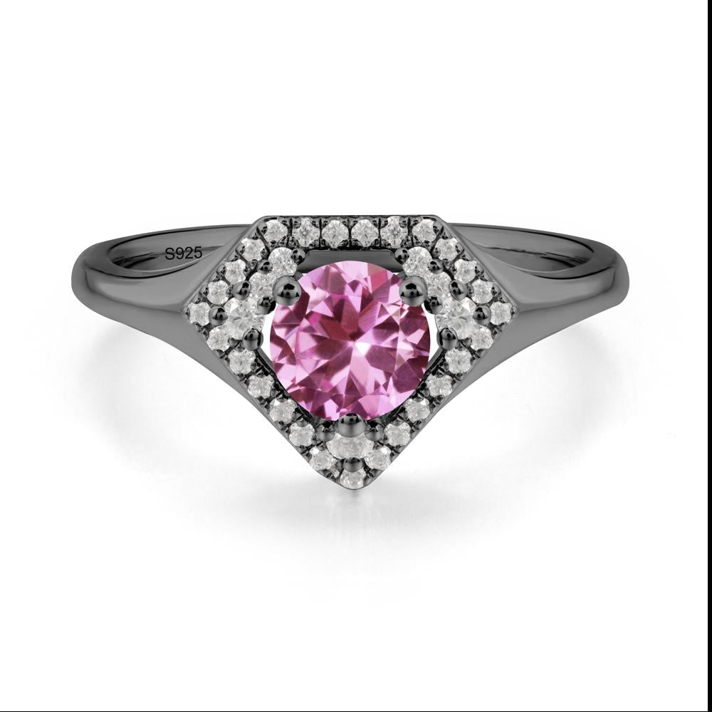 Double Halo Pink Sapphire Ring - LUO Jewelry #metal_black finish sterling silver