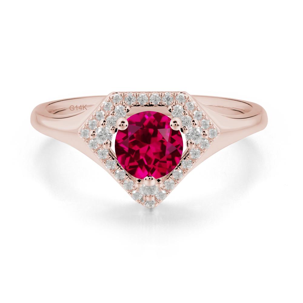 Double Halo Ruby Ring - LUO Jewelry #metal_14k rose gold