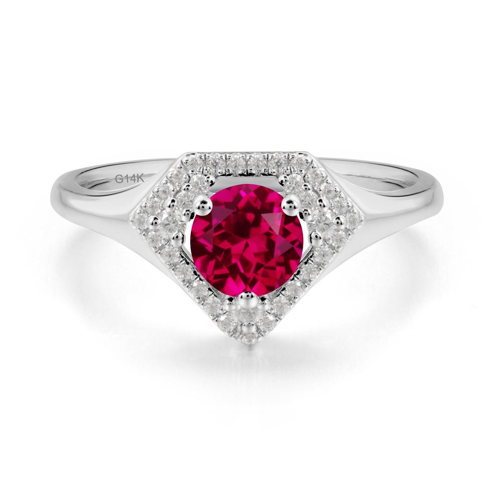 Double Halo Ruby Ring - LUO Jewelry #metal_14k white gold