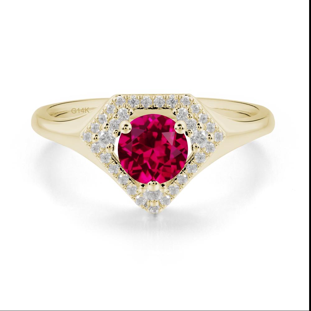 Double Halo Ruby Ring - LUO Jewelry #metal_14k yellow gold