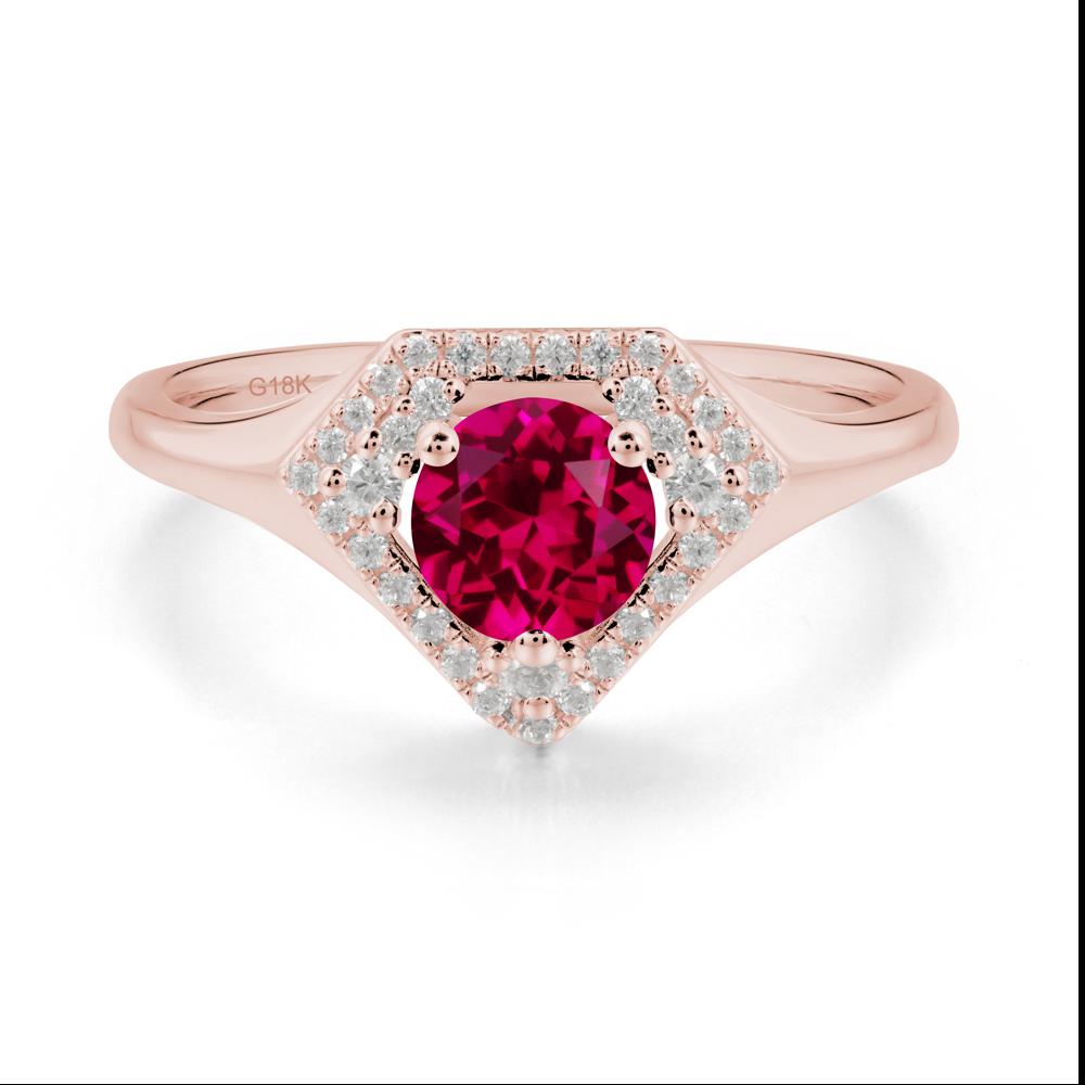 Double Halo Ruby Ring - LUO Jewelry #metal_18k rose gold