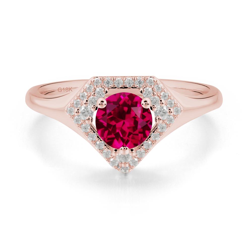 Double Halo Ruby Ring - LUO Jewelry #metal_18k rose gold