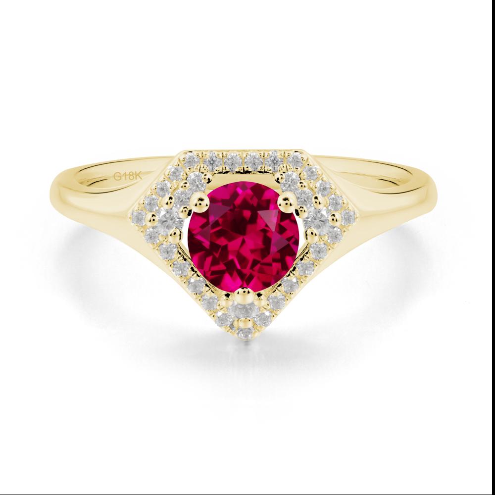 Double Halo Ruby Ring - LUO Jewelry #metal_18k yellow gold