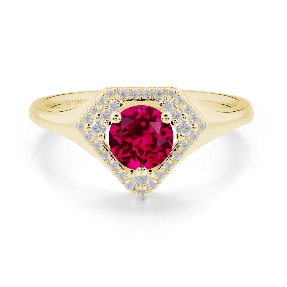 Double Halo Ruby Ring - LUO Jewelry #metal_18k yellow gold