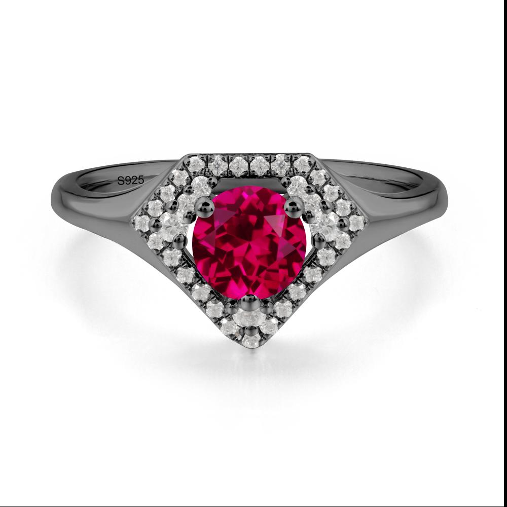 Double Halo Ruby Ring - LUO Jewelry #metal_black finish sterling silver